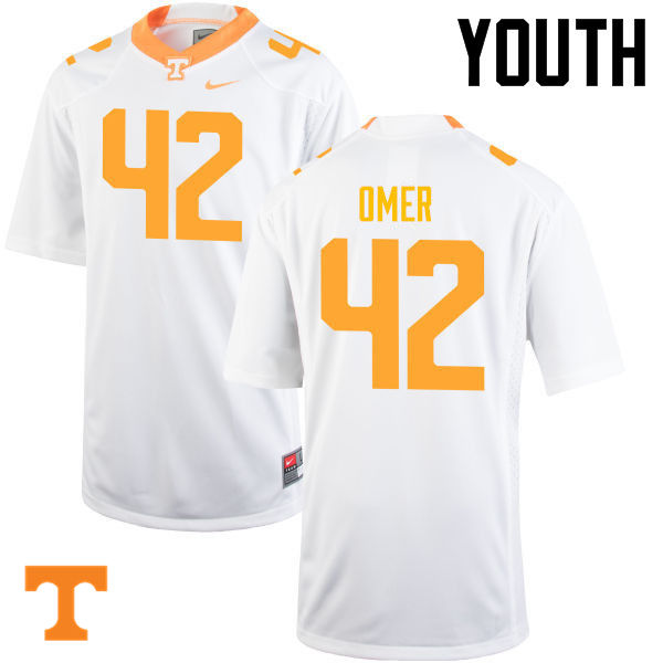 Youth #42 Chip Omer Tennessee Volunteers College Football Jerseys-White